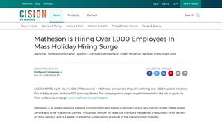Matheson Is Hiring Over 1,000 Employees In Mass Holiday Hiring Surge