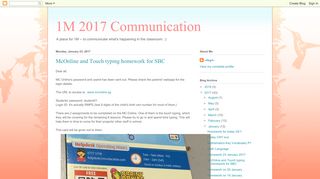 1M 2017 Communication: McOnline and Touch typing homework for ...
