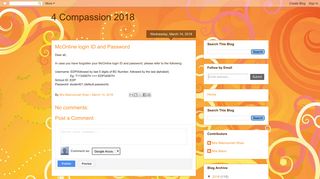 4 Compassion 2018: McOnline login ID and Password