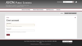 User account | Avon Public Schools