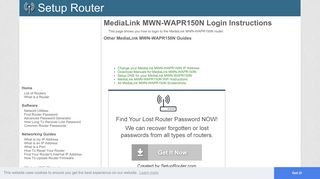How to Login to the MediaLink MWN-WAPR150N - SetupRouter