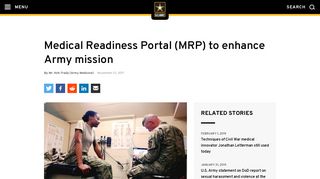 Medical Readiness Portal (MRP) to enhance Army ... - Army.mil
