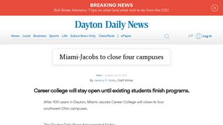Miami-Jacobs to close four campuses - MyDaytonDailyNews.com