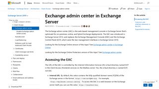 Exchange admin center in Exchange Server | Microsoft Docs