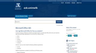 Microsoft Office 365 - ask.unimelb Home - University of Melbourne