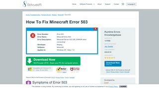 Minecraft Error 503 Login And Support