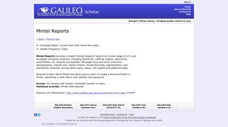 Mintel Reports - Galileo.usg.edu - University System of Georgia