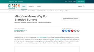 MintVine Makes Way For Branded Surveys - PR Newswire