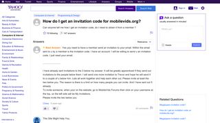 How do I get an invitation code for mobilevids.org? | Yahoo Answers
