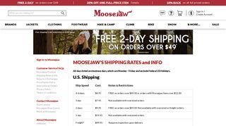 Domestic Shipping | Moosejaw.com Shipping Rates and Info