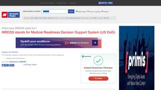 MRDSS - Medical Readiness Decision Support System (US DoD ...