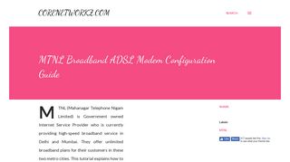 MTNL Broadband ADSL Modem Configuration Guide