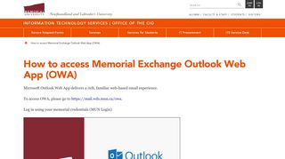 How to access Memorial Exchange Outlook Web App (OWA ...