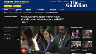 Nobel peace prize joint winner Nadia Murad's powerful 2016 speech ...
