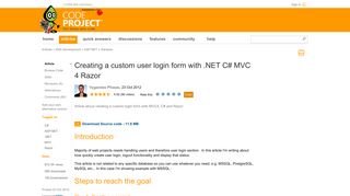 Creating a custom user login form with .NET C# MVC 4 Razor ...