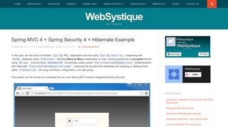 Spring MVC 4 + Spring Security 4 + Hibernate Example - WebSystique