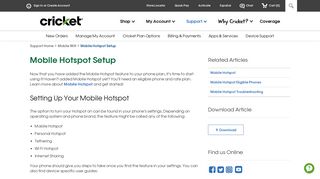 Mobile Hotspot | Setup | Cricket Wireless