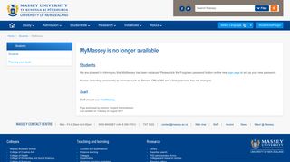 MyMassey website - Massey University