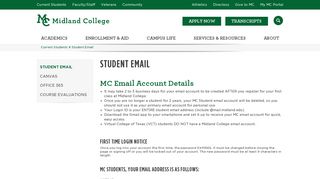 Student Email - Midland College
