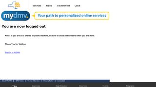 You are now logged out - NYS DMV - My DMV