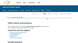 DMV online transactions | New York State Department of Motor Vehicles