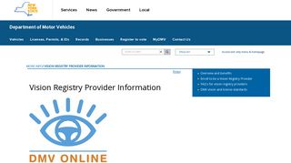 Vision Registry Provider Information | New York State Department of ...
