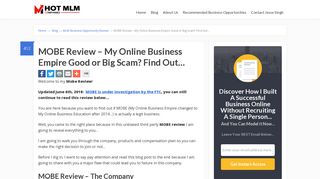 MOBE Review - My Online Business Empire Good or Scam? Find Out...