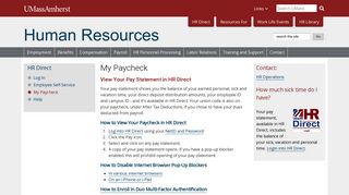 My Paycheck | Human Resources | UMass Amherst