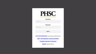 Welcome to the PHSC Portal