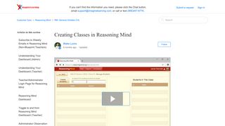 Creating Classes in Reasoning Mind – Customer Care