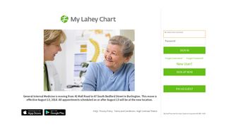 My Lahey Chart - Login Page