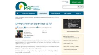 My MD Anderson experience so far | Melanoma Research Foundation