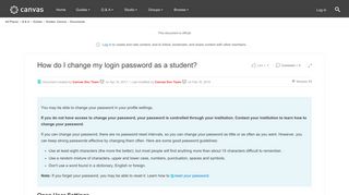 How do I change my login password as a student? | Canvas LMS ...