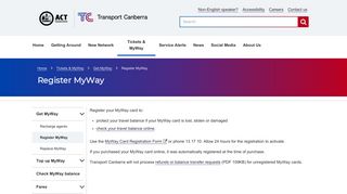 Register MyWay - Transport Canberra