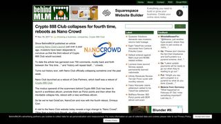 Crypto 888 Club collapses for fourth time, reboots as Nano Crowd