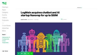 LogMeIn acquires chatbot and AI startup Nanorep for up to $50M ...