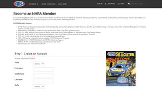 Become an NHRA Member - Create Account - NHRA membership