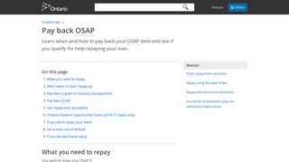 Pay back OSAP | Ontario.ca