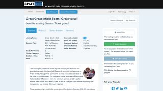 Great Great Infield Seats! Great value! | SplitSeasonTickets