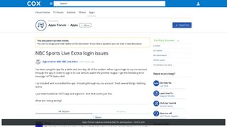 NBC Sports Live Extra login issues - Apps - Apps Forum - Cox ...