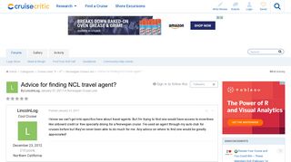 Advice for finding NCL travel agent? - Norwegian Cruise Line - Cruise ...