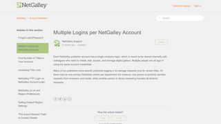 Multiple Logins per NetGalley Account – NetGalley