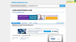crm.kingsteredu.com at WI. NIBM-National Institute of Business ...