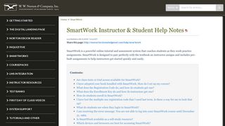 SmartWork Instructor & Student Help Notes | W. W. Norton