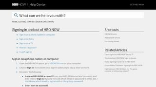 Signing in and out of HBO NOW - HBO NOW | Help Center
