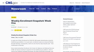 Weekly Enrollment Snapshot: Week One | CMS