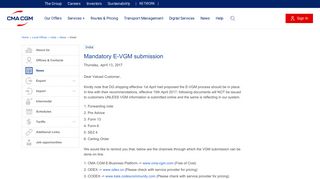 Mandatory E-VGM submission - CMA CGM