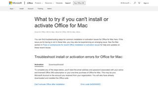 unable to activate office 365 mac
