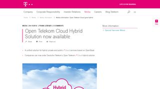 Open Telekom Cloud Hybrid Solution now available | Deutsche Telekom