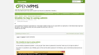 Unable to log in using admin | OpenVPMS